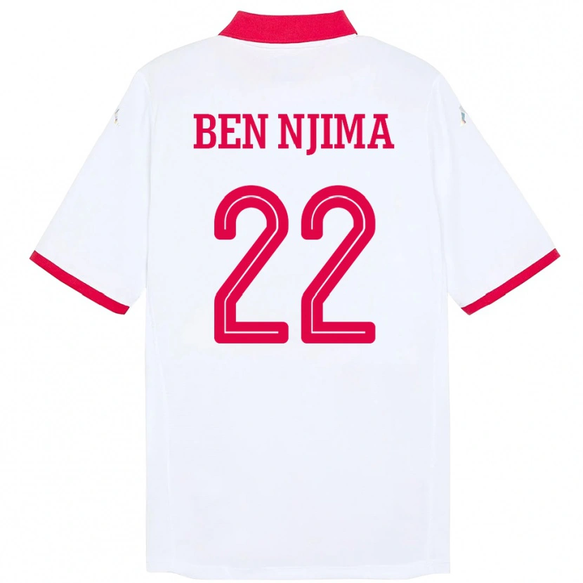 Danxen Men Tunisia Firas Ben Njima #22 White Away Jersey 24-26 T-Shirt