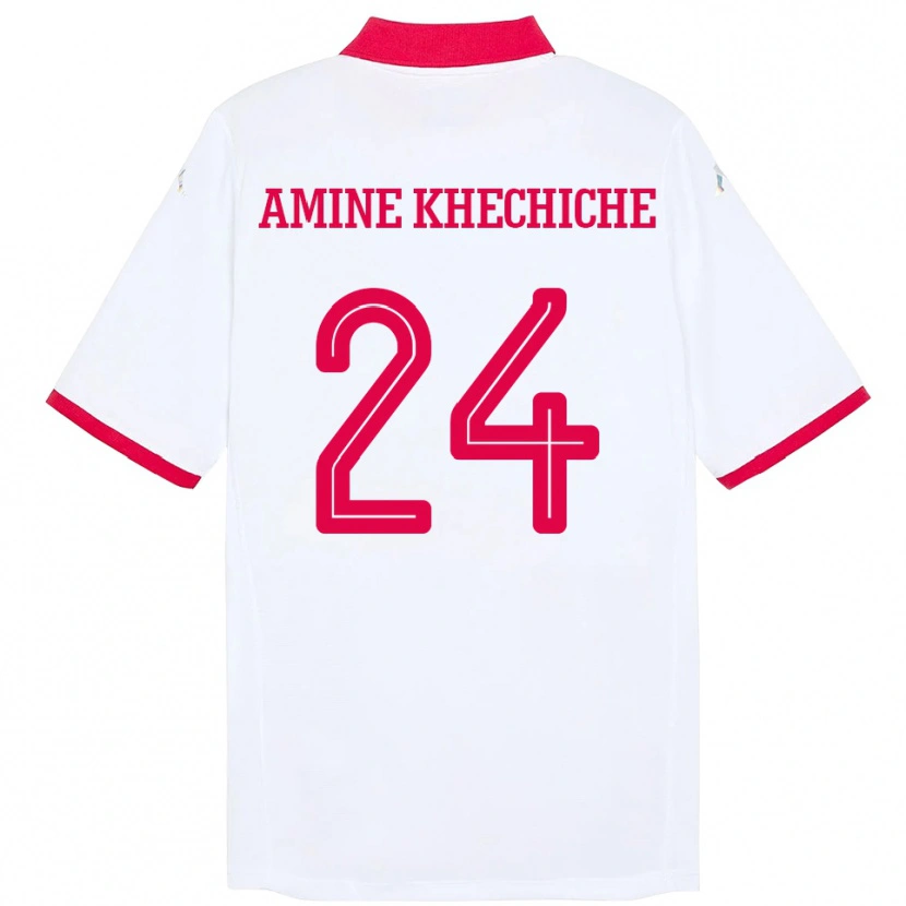 Danxen Men Tunisia Mohamed Amine Khechiche #24 White Away Jersey 24-26 T-Shirt