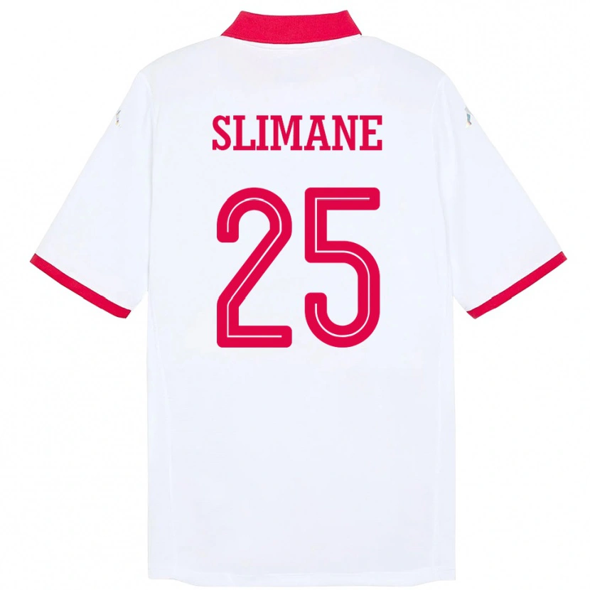 Danxen Men Tunisia Anis Ben Slimane #25 White Away Jersey 24-26 T-Shirt