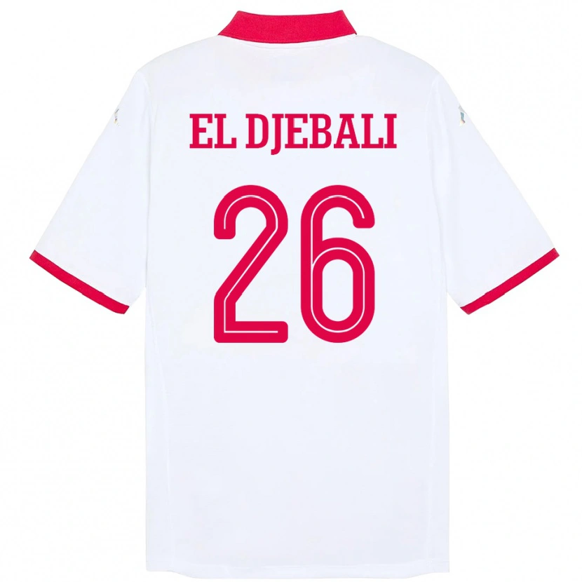 Danxen Men Tunisia Chaim El Djebali #26 White Away Jersey 24-26 T-Shirt