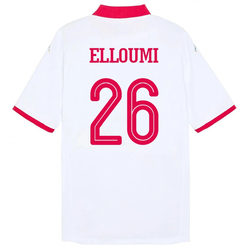 Danxen Men Tunisia Khalil Elloumi #26 White Away Jersey 24-26 T-Shirt