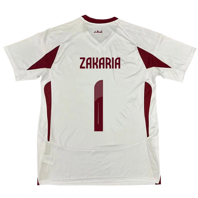 Danxen Men Qatar Salah Zakaria #1 White Away Jersey 24-26 T-Shirt