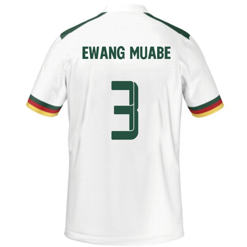 Danxen Men Cameroon Ebong Ewang Muabe #3 White Away Jersey 24-26 T-Shirt