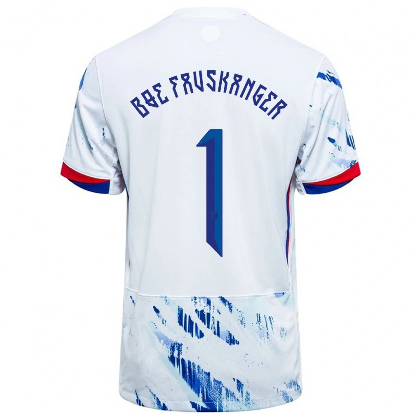 Danxen Men Norway Einar Bøe Fauskanger #1 White Blue Away Jersey 24-26 T-Shirt