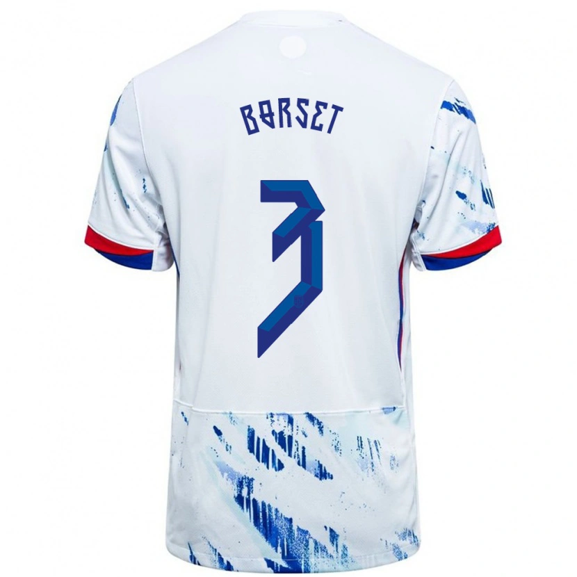 Danxen Men Norway Anders Børset #3 White Blue Away Jersey 24-26 T-Shirt