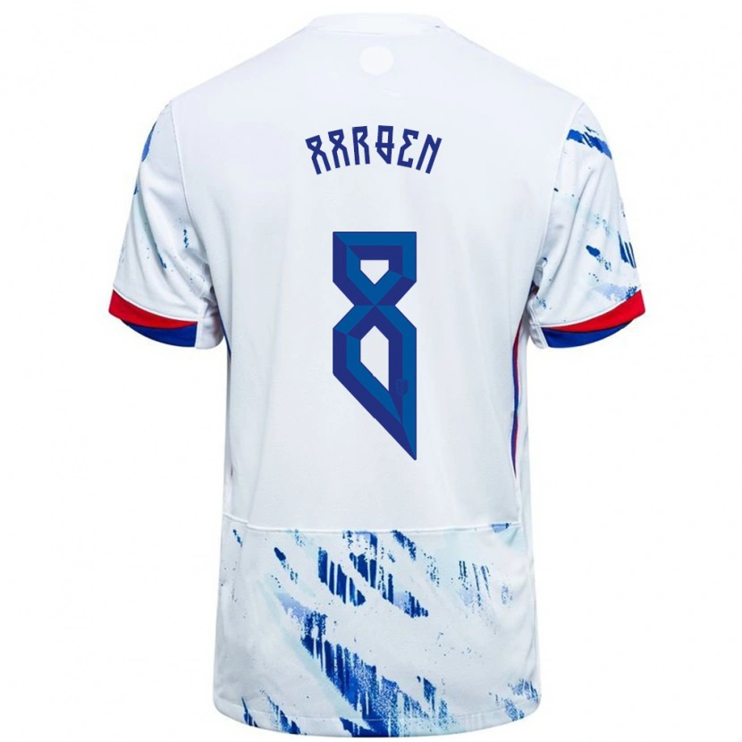 Danxen Men Norway Isak Hansen-Aarøen #8 White Blue Away Jersey 24-26 T-Shirt