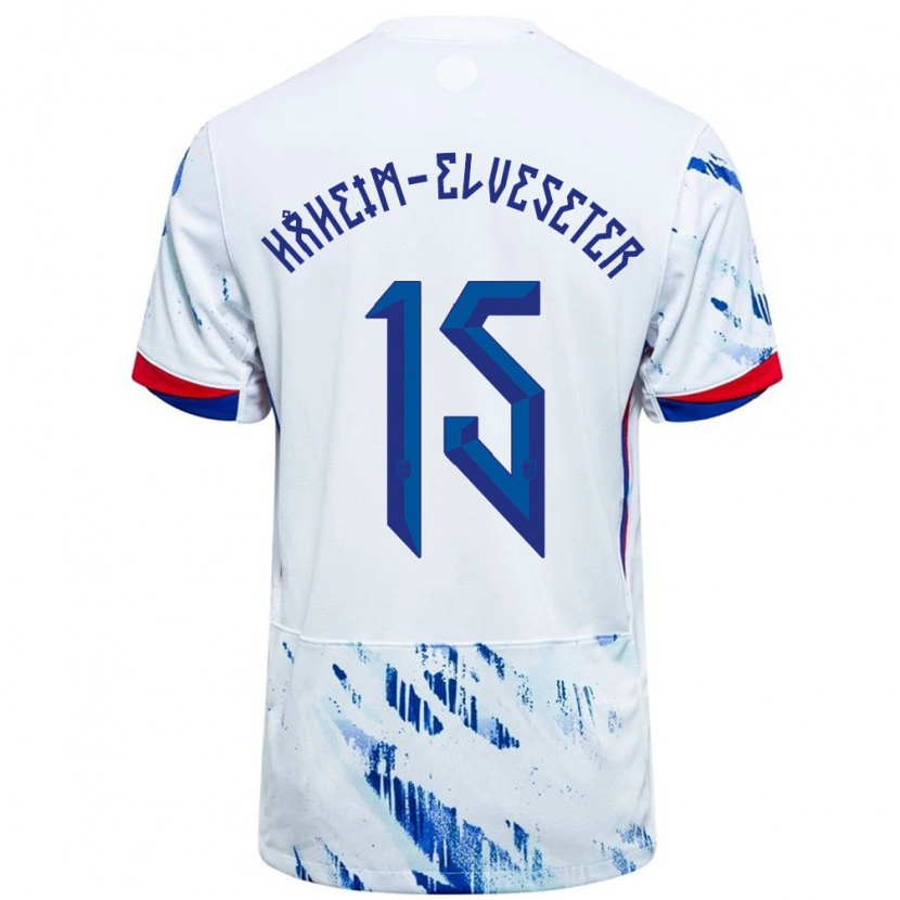 Danxen Men Norway Martin Håheim-Elveseter #15 White Blue Away Jersey 24-26 T-Shirt