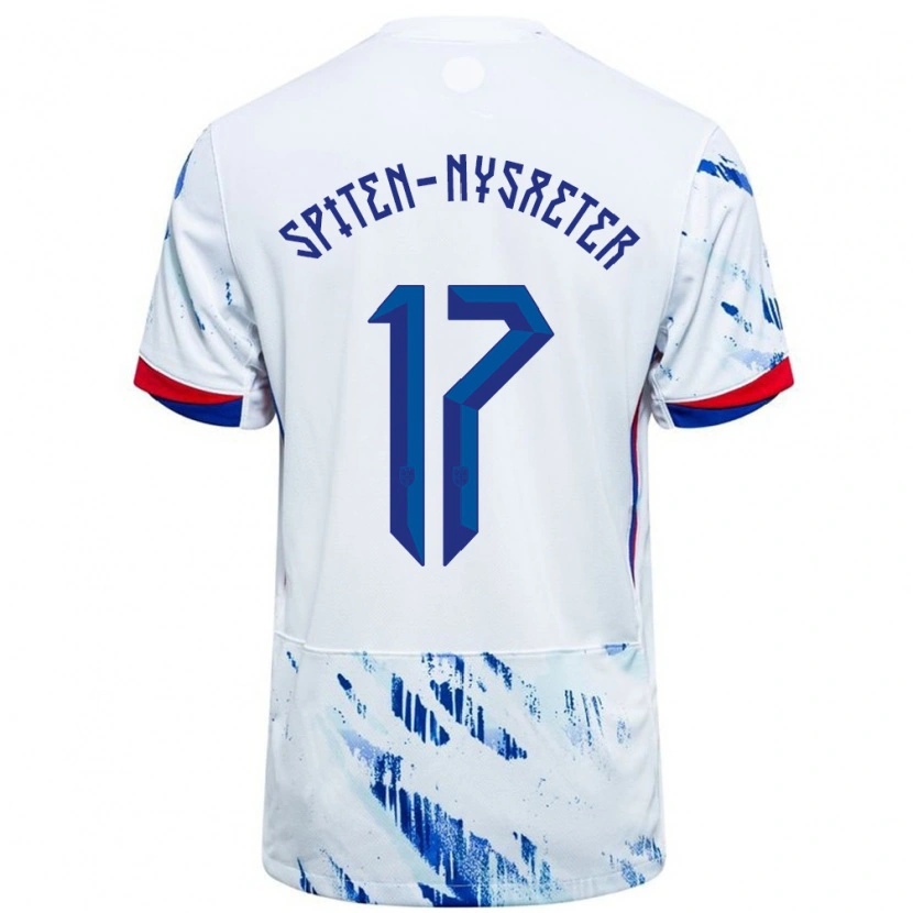 Danxen Men Norway Oskar Spiten-Nysæter #17 White Blue Away Jersey 24-26 T-Shirt