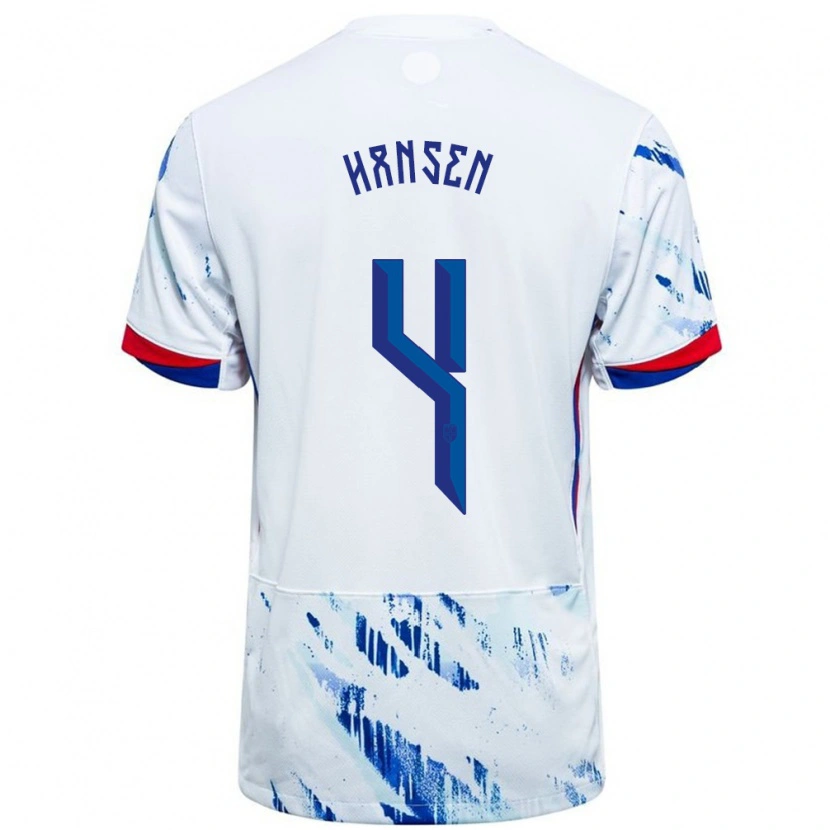 Danxen Men Norway Tuva Hansen #4 White Blue Away Jersey 24-26 T-Shirt