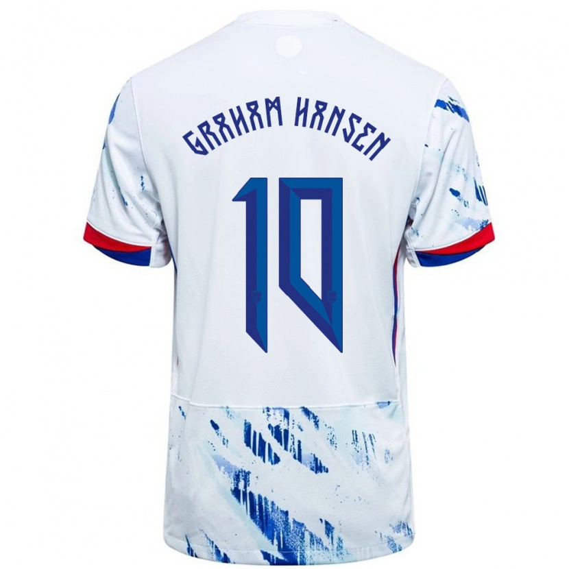 Danxen Men Norway Caroline Graham Hansen #10 White Blue Away Jersey 24-26 T-Shirt