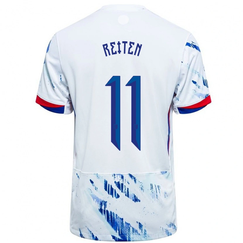 Danxen Men Norway Guro Reiten #11 White Blue Away Jersey 24-26 T-Shirt