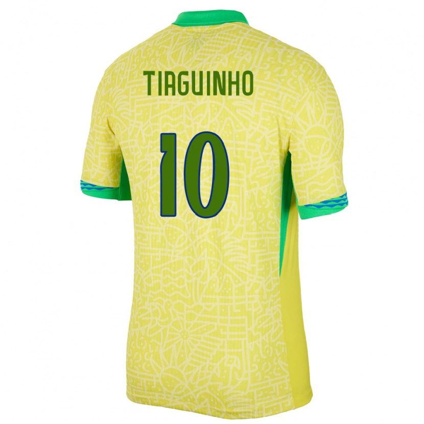 Danxen Women Brazil Tiaguinho #10 Yellow Home Jersey 24-26 T-Shirt