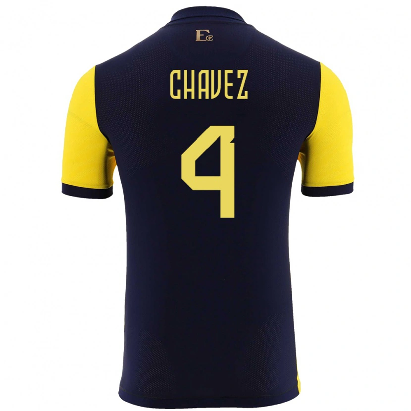 Danxen Women Ecuador Jhoanner Chávez #4 Yellow Home Jersey 24-26 T-Shirt