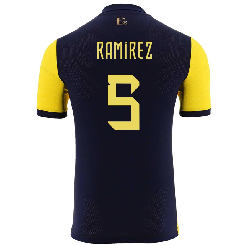 Danxen Women Ecuador Cristian Ramírez #5 Yellow Home Jersey 24-26 T-Shirt