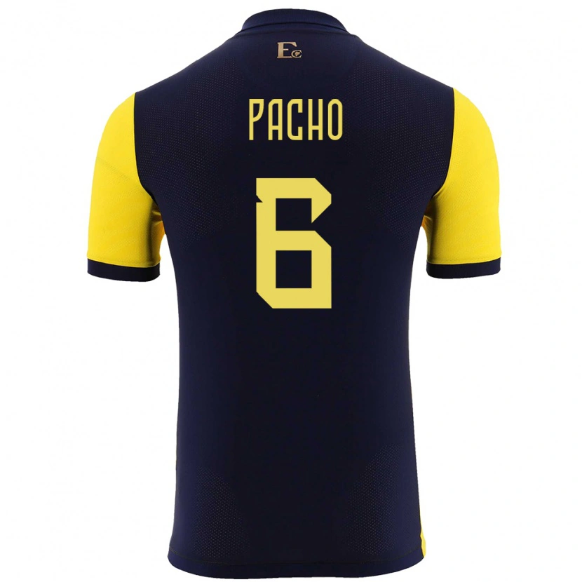 Danxen Women Ecuador Willian Pacho #6 Yellow Home Jersey 24-26 T-Shirt