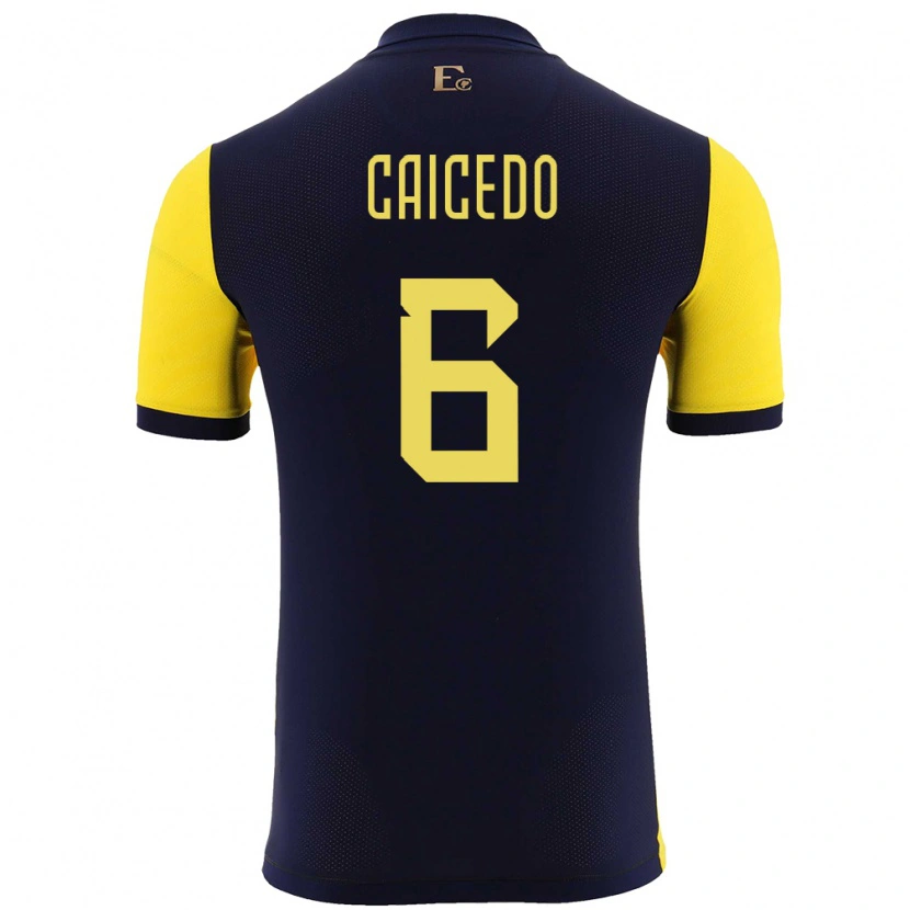 Danxen Women Ecuador Fricio Caicedo #6 Yellow Home Jersey 24-26 T-Shirt