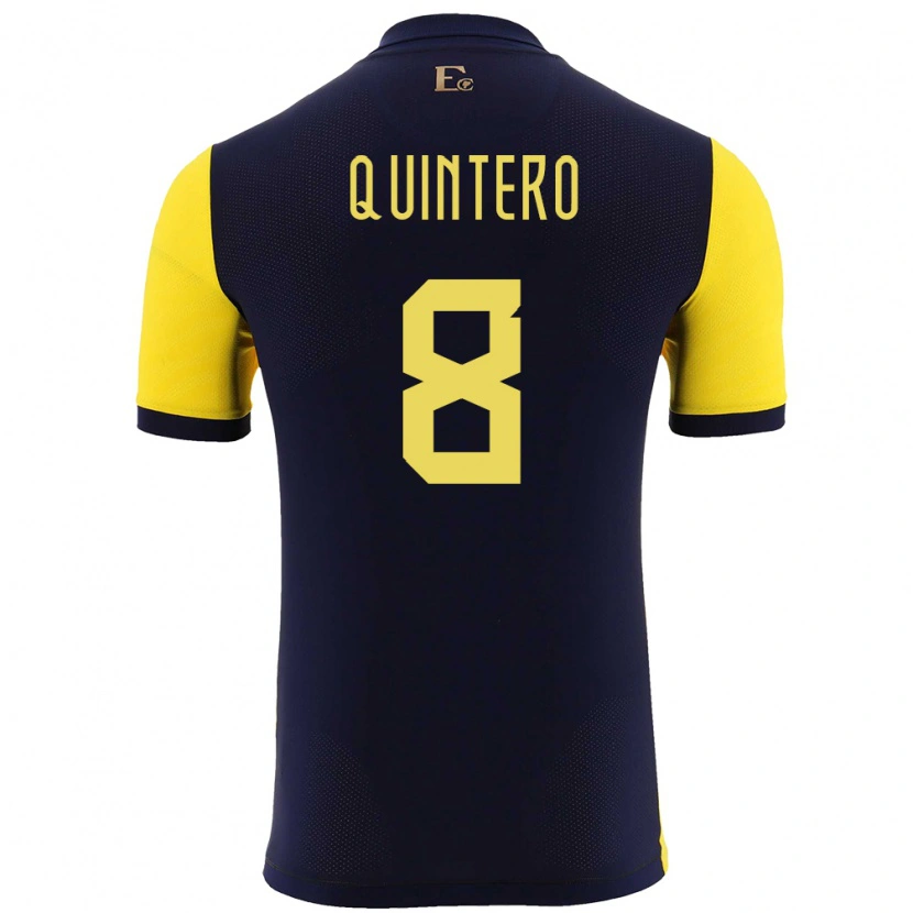 Danxen Women Ecuador Hólger Quintero #8 Yellow Home Jersey 24-26 T-Shirt