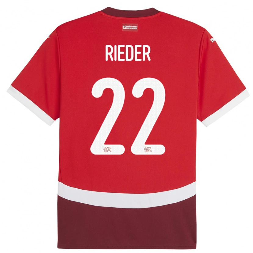 Danxen Women Switzerland Fabian Rieder #22 Red Home Jersey 24-26 T-Shirt