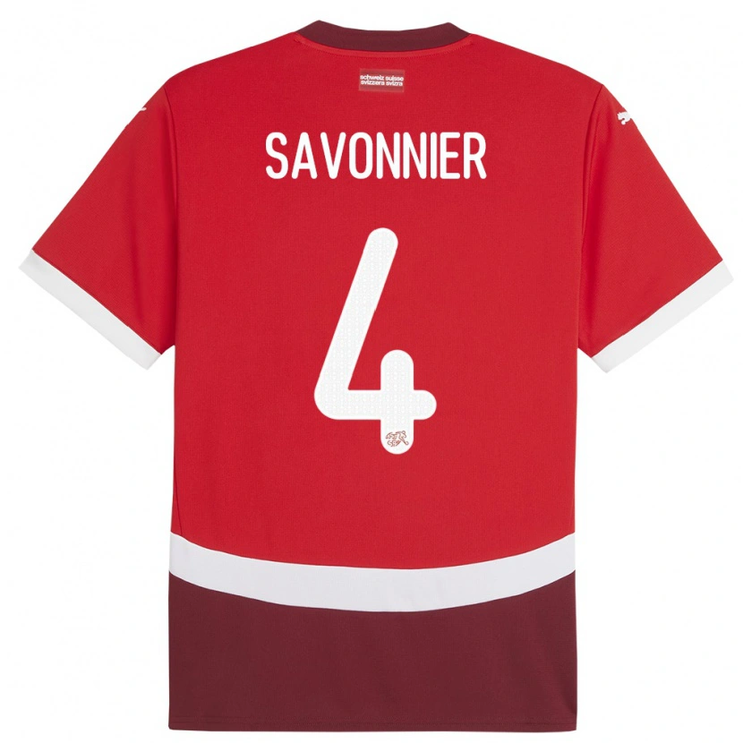 Danxen Women Switzerland Nelson Savonnier #4 Red Home Jersey 24-26 T-Shirt