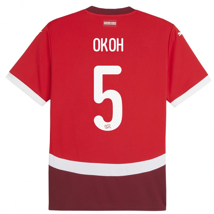 Danxen Women Switzerland Bryan Okoh #5 Red Home Jersey 24-26 T-Shirt