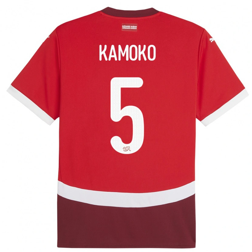 Danxen Women Switzerland Elohim Kamoko #5 Red Home Jersey 24-26 T-Shirt