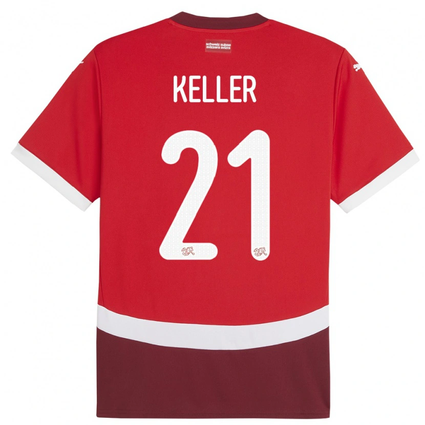 Danxen Women Switzerland Marvin Keller #21 Red Home Jersey 24-26 T-Shirt