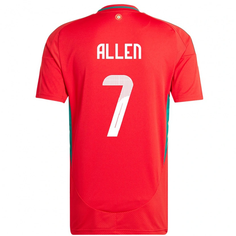 Danxen Women Wales Joe Allen #7 Red Home Jersey 24-26 T-Shirt