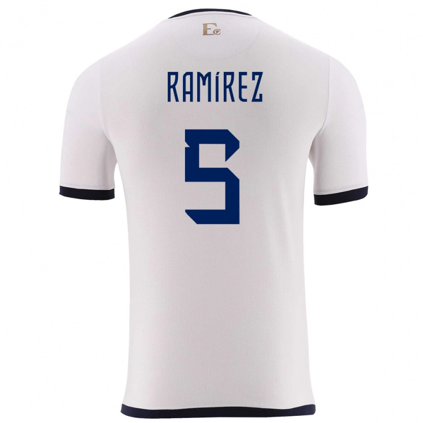 Danxen Women Ecuador Cristian Ramírez #5 White Away Jersey 24-26 T-Shirt