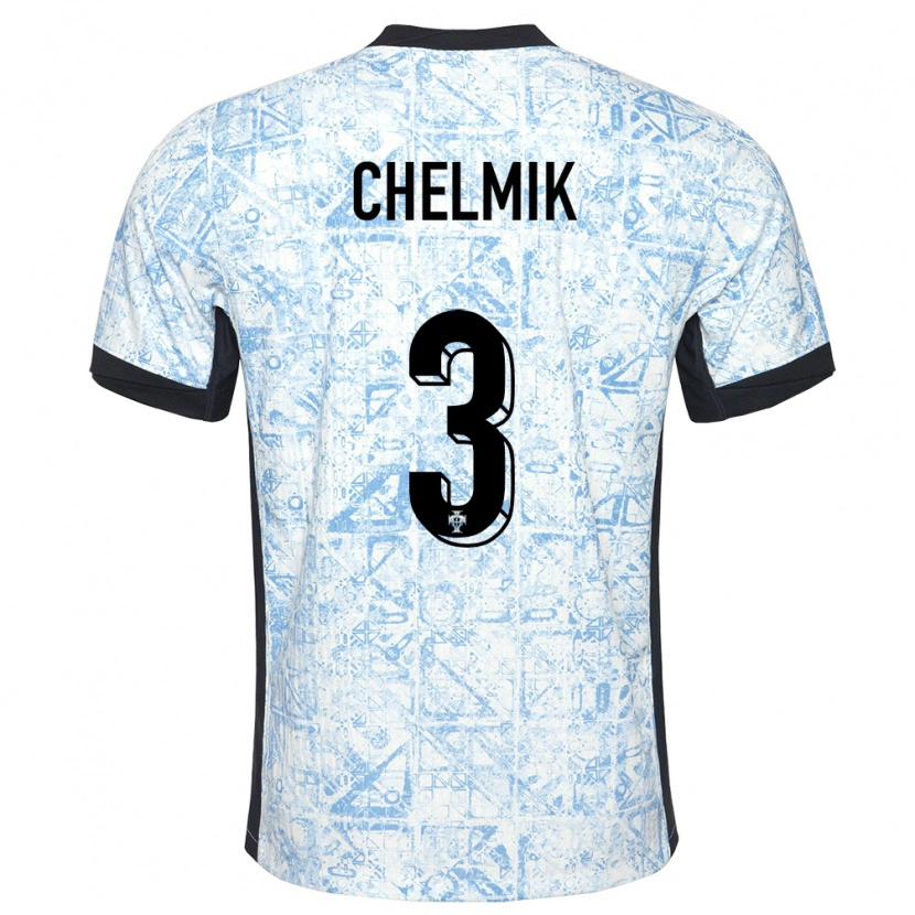 Danxen Women Portugal Chelmik #3 Cream Blue Away Jersey 24-26 T-Shirt