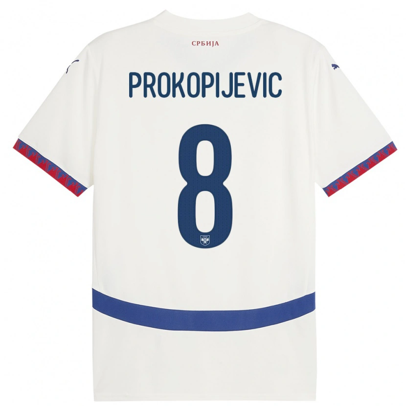 Danxen Women Serbia Mateja Prokopijevic #8 White Away Jersey 24-26 T-Shirt