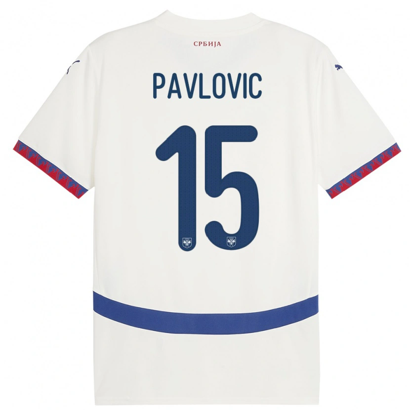 Danxen Women Serbia Dusan Pavlovic #15 White Away Jersey 24-26 T-Shirt