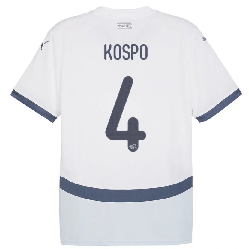 Danxen Women Switzerland Eman Kospo #4 White Away Jersey 24-26 T-Shirt