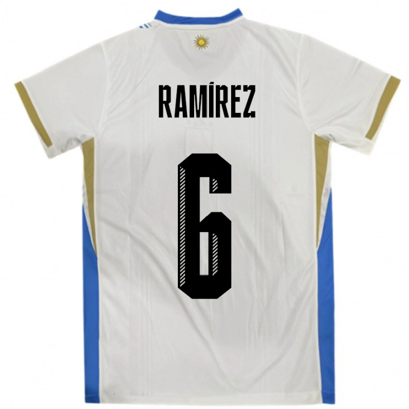 Danxen Women Uruguay Sindy Ramirez #6 White Blue Away Jersey 24-26 T-Shirt