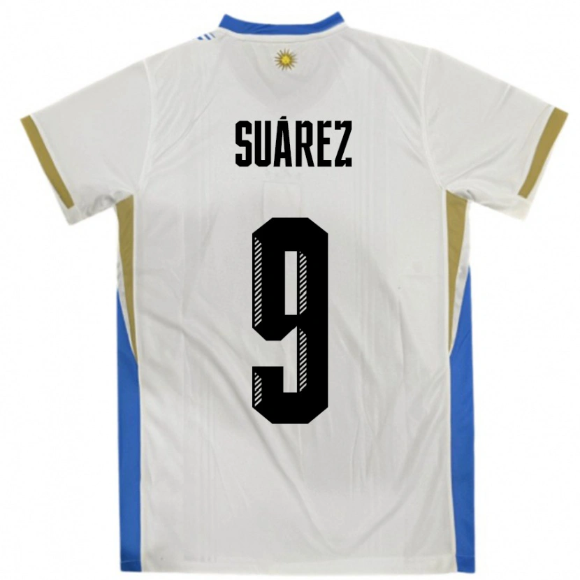 Danxen Women Uruguay Luis Suarez #9 White Blue Away Jersey 24-26 T-Shirt