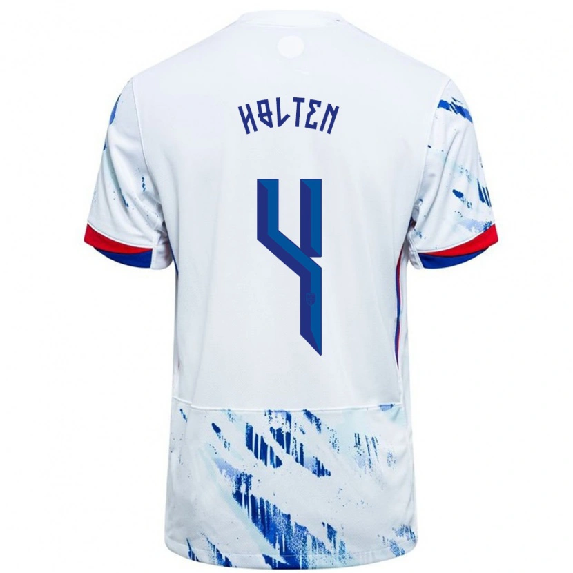 Danxen Women Norway Rasmus Holten #4 White Blue Away Jersey 24-26 T-Shirt