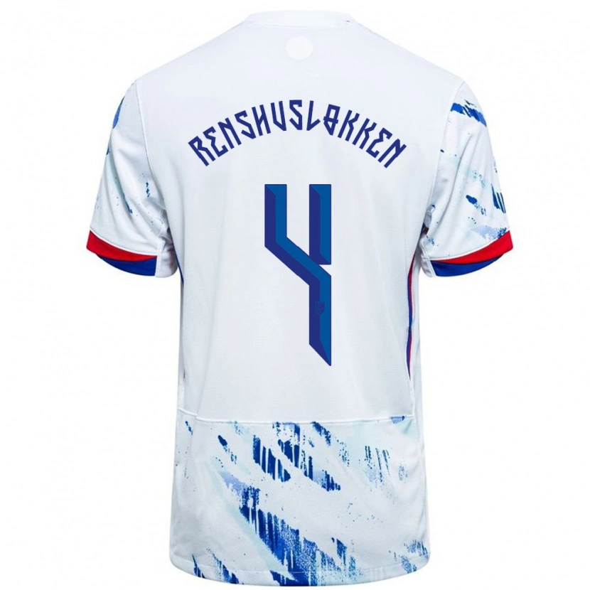 Danxen Women Norway Jesper Renshusløkken #4 White Blue Away Jersey 24-26 T-Shirt