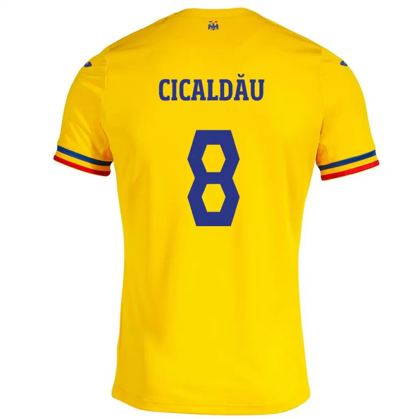 Danxen Kid Romania Alexandru Cicâldău #8 Yellow Home Jersey 24-26 T-Shirt