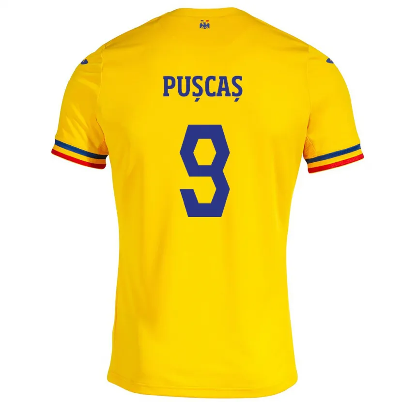 Danxen Kid Romania George Pușcaș #9 Yellow Home Jersey 24-26 T-Shirt