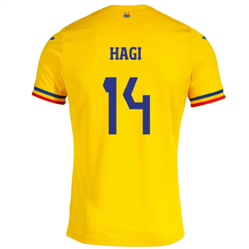 Danxen Kid Romania Ianis Hagi #14 Yellow Home Jersey 24-26 T-Shirt