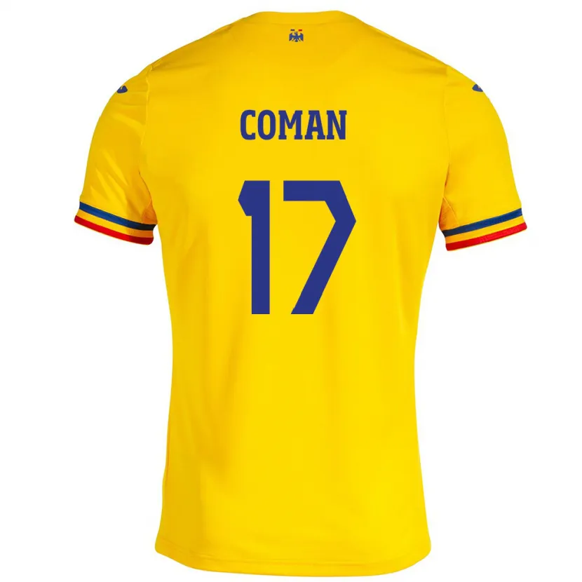 Danxen Kid Romania Florinel Coman #17 Yellow Home Jersey 24-26 T-Shirt