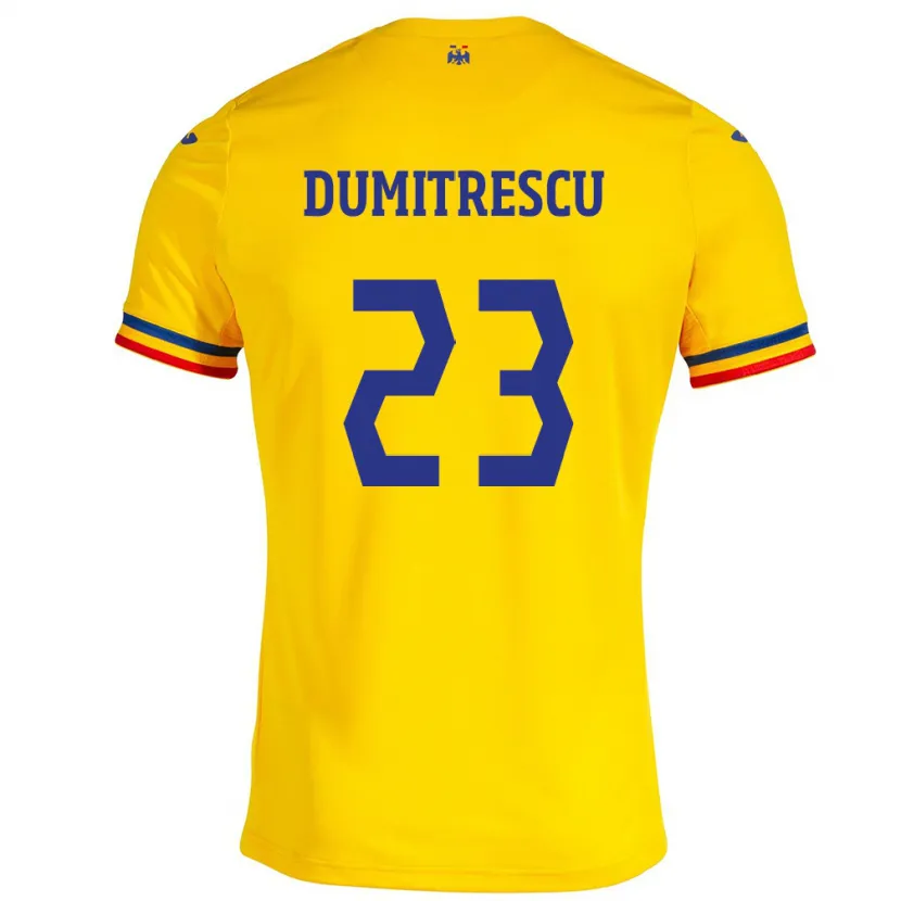 Danxen Kid Romania Andres Dumitrescu #23 Yellow Home Jersey 24-26 T-Shirt