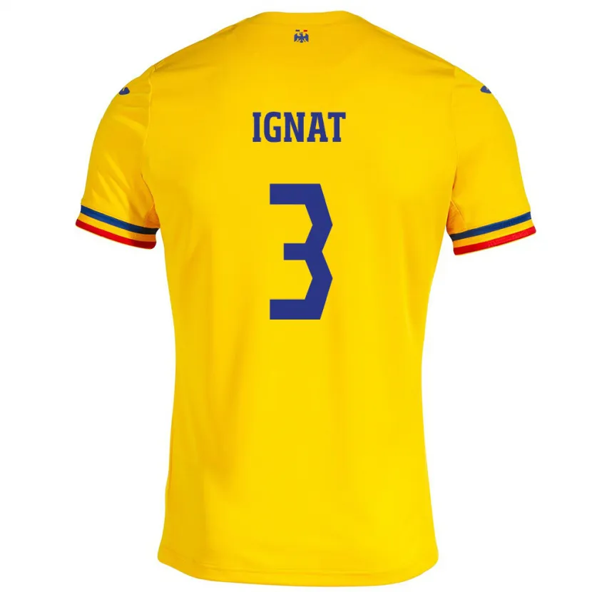 Danxen Kid Romania Cristian Ignat #3 Yellow Home Jersey 24-26 T-Shirt