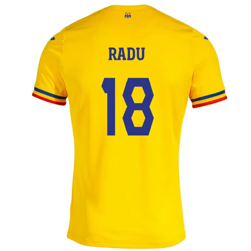 Danxen Kid Romania Denis Radu #18 Yellow Home Jersey 24-26 T-Shirt