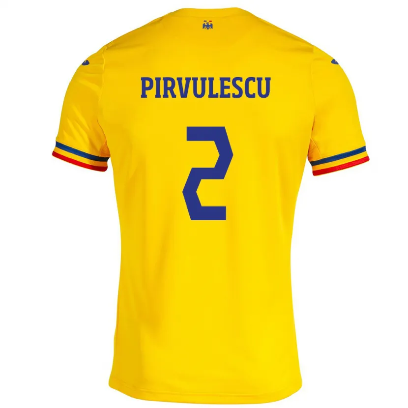 Danxen Kid Romania Sergiu Pîrvulescu #2 Yellow Home Jersey 24-26 T-Shirt