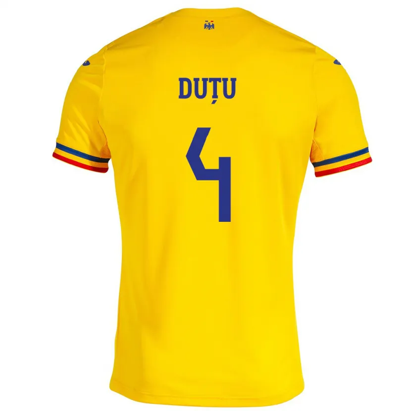 Danxen Kid Romania Ștefan Duțu #4 Yellow Home Jersey 24-26 T-Shirt