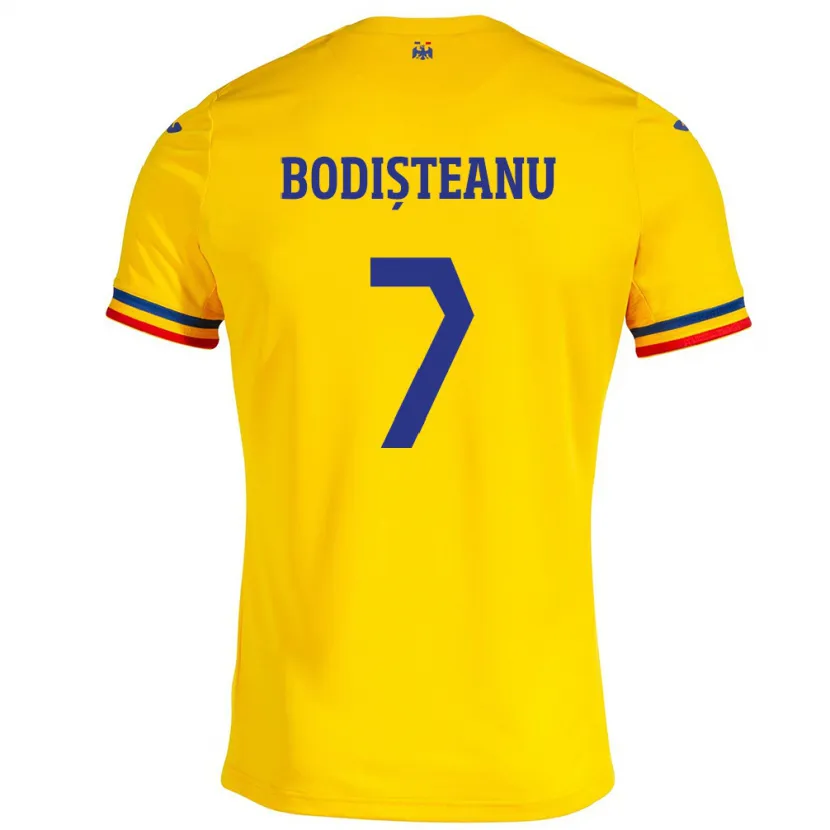 Danxen Kid Romania Ștefan Bodișteanu #7 Yellow Home Jersey 24-26 T-Shirt