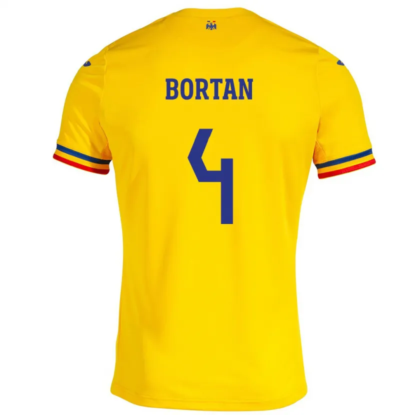 Danxen Kid Romania Ioana Bortan #4 Yellow Home Jersey 24-26 T-Shirt