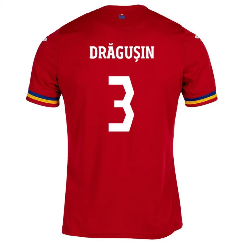 Danxen Kid Romania Radu Drăgușin #3 Red Away Jersey 24-26 T-Shirt