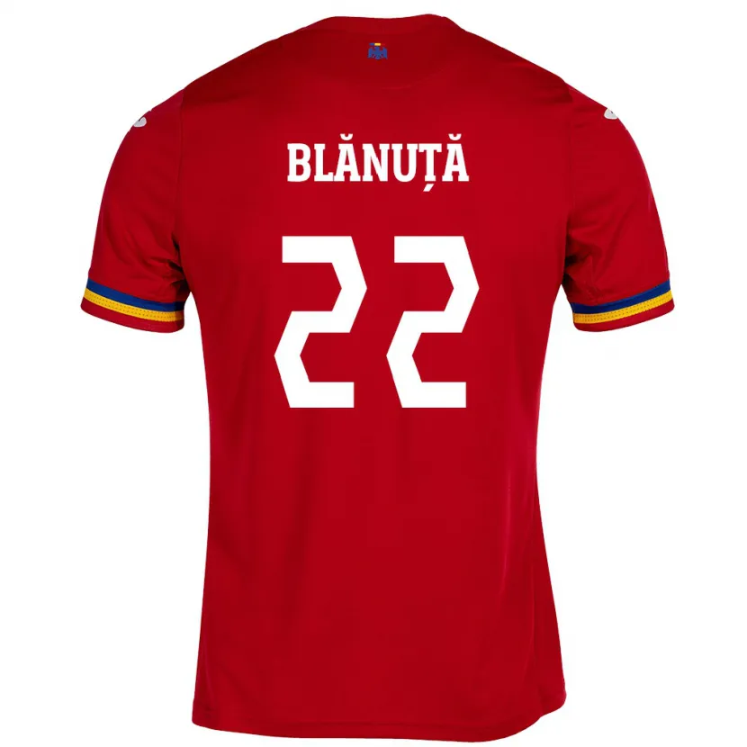 Danxen Kid Romania Vladislav Blănuță #22 Red Away Jersey 24-26 T-Shirt