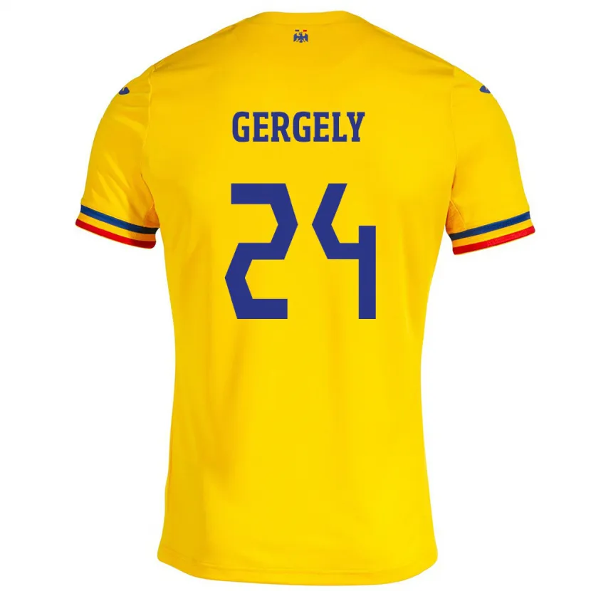 Danxen Men Romania Botond Gergely #24 Yellow Home Jersey 24-26 T-Shirt